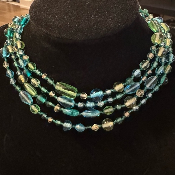 ⚜️3 for $30⚜️ Vintage Blue Beaded Station Necklace (Boho, Retro) - Picture 11 of 11